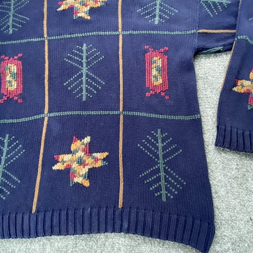Vtg Chaps Ralph Lauren Sweater Men Large Blue Knit Pullover Handframe 90s Y2K - Picture 5 of 15
