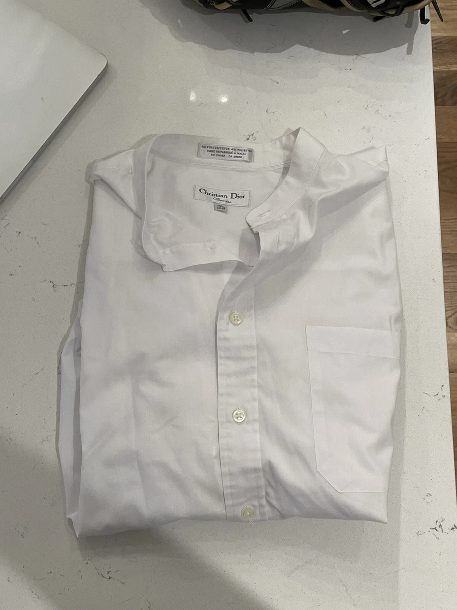 Men’s Christian Dior Solid White Button Up Shirt Size 15 1/2, 34/35