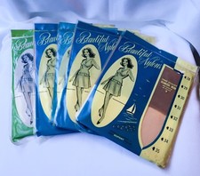 Vintage Seamless Mesh Stockings Size 9 Lot Of 5 28 400 Needle 15 Made In Canada