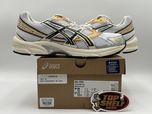 DS New Asics Gel 1130 weiß schwarz gold 2024 Größe 12 authentisch niedrig Sneaker