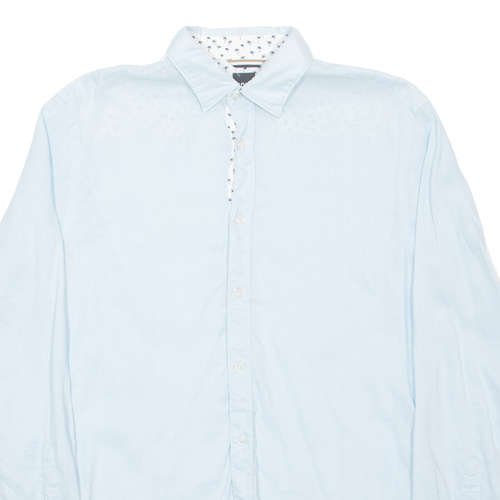 BOSS Slim Fit Mens Plain Shirt Blue Long Sleeve L - Picture 2 of 6
