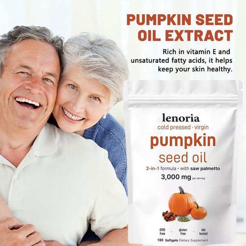 Pumpkin Seed Oil with Saw Palmetto, 3000mg Per Serving, 180 Softgels - Picture 4 of 10
