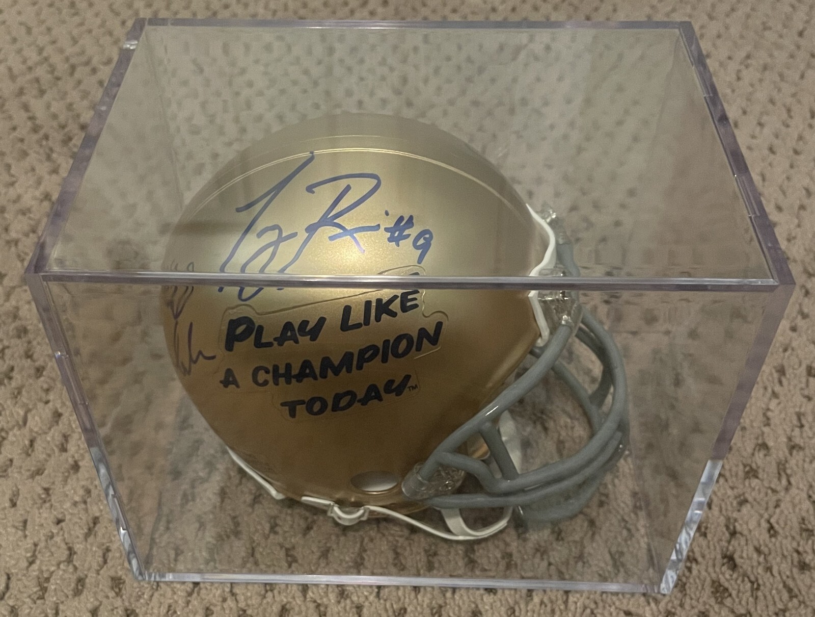 1988 NOTRE DAME SIGNED MINI FOOTBALL HELMET LOU HOLTZ ZORICH RICE ROCKET STEINER 
