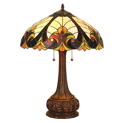 Liaison Tiffany-Style 2 Light Victorian Table Lamp 18" Shade