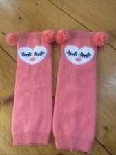 Boot toppers/Leg Warmers Pink Owl With Pom Poms