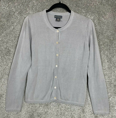 Banana Republic Women's Long Sleeves Button Down Crew Neck Sweater Gray S