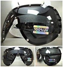 HUGE OVERSIZE VINTAGE SHIELD Style SUN GLASSES Matte Black Frame Polarized Lens