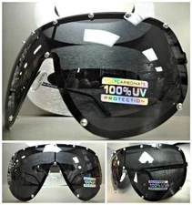 HUGE OVERSIZE VINTAGE SHIELD Style SUN GLASSES Matte Black Frame Polarized Lens