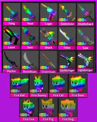 Roblox Murder Mystery 2 Mm2 All Chroma Knives Guns And Pets Ebay - roblox mm2 merch