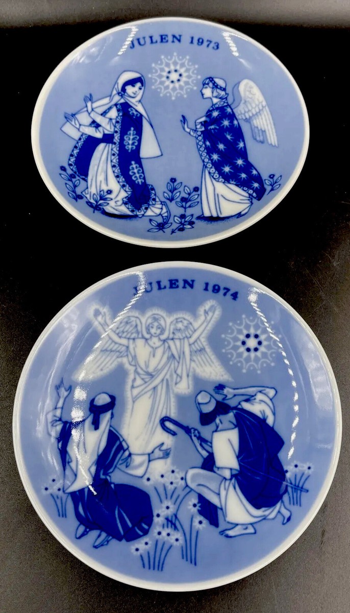 Vintage 72, 73, 74 Porsgrunds Norway Blue White Porcelain