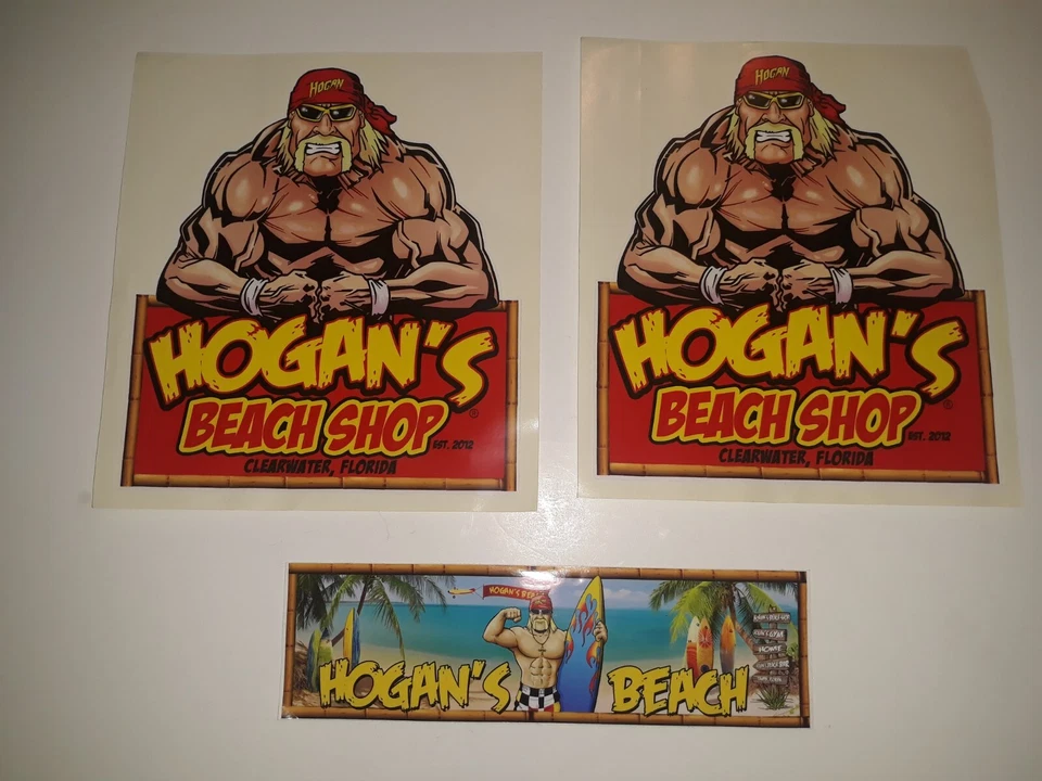 Paquete de 3 calcomanías adhesivas de restaurante Hulk Hogan's Beach Shop y Hogan's Beach Foto 2 de 4