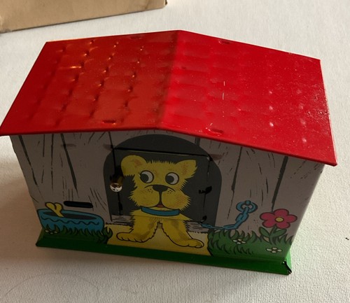 Banco mecánico de hojalata vintage para perros Lemezarugyar Budapest Hungría Fogy. Nuevo en caja - Imagen 2 de 6