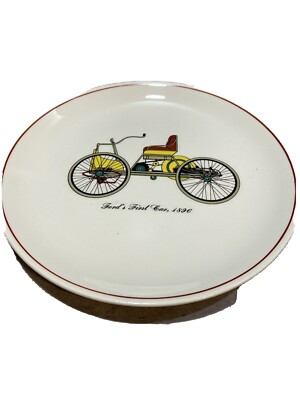vintage crown potteries co oven proof plate/fords first car 1896/vintage plate
