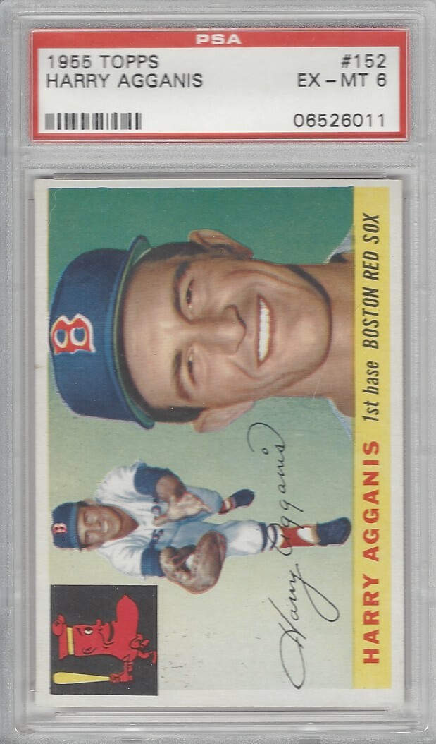 1955 TOPPS #152 HARRY AGGANIS RED SOX PSA 6 EX-MT HIGH END 06526011
