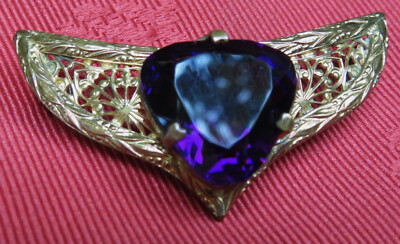 Broche Ancienne Art Déco - Métal Doré - Bon état - Occasion - Sans Marque