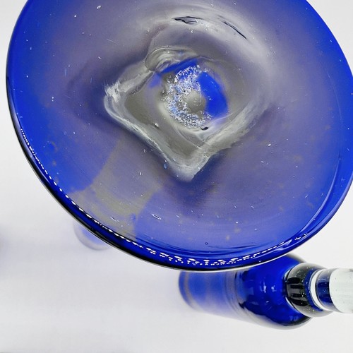 Double Shot Tall Hand Blown Cobalt Glasses 9” Set Of 5 Vintage - Picture 7 of 9