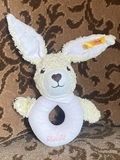 Steiff Pink Rabbit Plush Rattle Ring Gripper ...