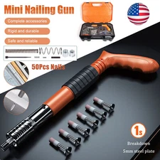 Portable Handheld Manual Mini Steel Nail Gun 5 Speed Adjustable with 50pcs Nails
