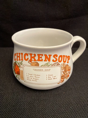 Vintage Classic Chicken Soup Recipe on Ceramic Mug/Bowl/Cup; 16oz; with handle