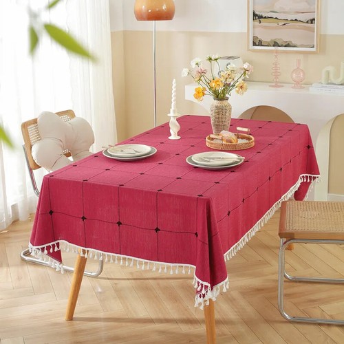 Plaid Table Cloth Rectangle Table, Cotton Linen Tablecloths Farmhouse Tablecloth - Foto 9 di 22