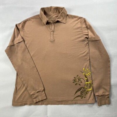 Royal Underground Shirt Men Large Brown Graphic Print Long Sleeve