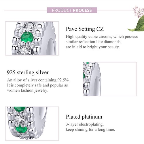 Voroco CZ Retro beads Fine S925 Sterling silver DIY Charm Fit Bracelet Jewelry - Picture 8 of 12