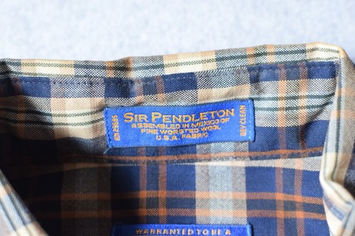Sir Pendleton 100% Pure Virgin Wool LS Shirt Blue Plaid RN 29685 Men's Size L - Picture 14 of 24