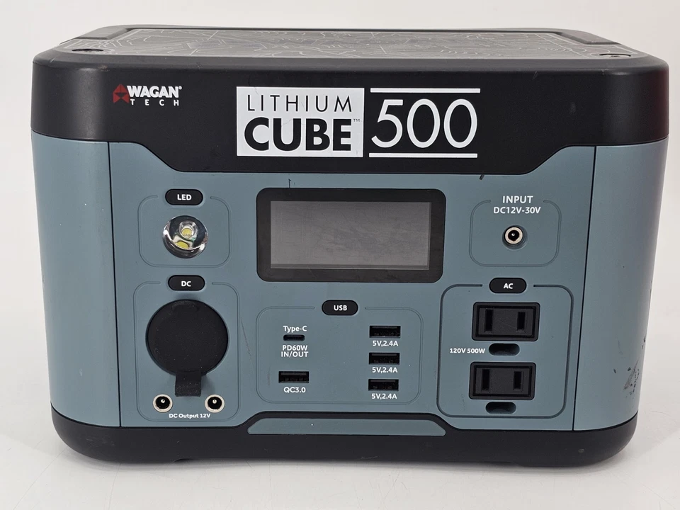 Wagan Tech 500-Watt Lithium Cube 500 Push Bottom Start Portable Power Station - Image 3 of 4