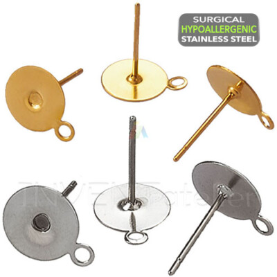 Chirurgenstahl Flach Pad Ohrring Ohr Stöpsel Ohrring Fundstücke Schleife Verbinder