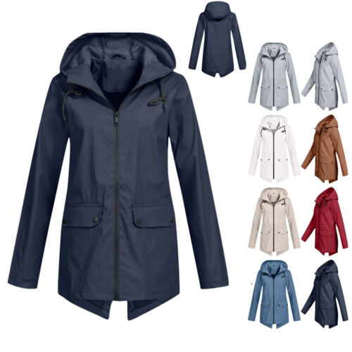 Hot Womens Waterproof Raincoat Ladies Outdoor Wind RainCoat Forest Jacket Coat - Picture 1 of 32