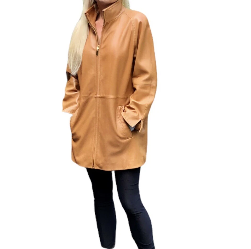 LNR women's Cognac leather jacket mid lenght size S - Image 3 of 4