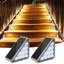 2Pack Solar Deck Lights 10LED Outdoor Garden Path Pathway Stairs Step Fence Lamp