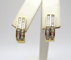 14K 585 Yellow Gold 60 Baguette Diamond Half Hoop Earrings [E226] — photo 1