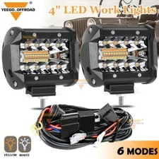 2PCS 4 Inch LED Work Light Bar Spot Flood Pods fit for Jeep ATV with Wire Kit