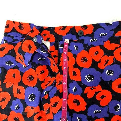 Pantalón Capri Ann Taylor Mujer 6 Rojo Púrpura Gráfico Floral Cremallera Corta Verano Trabajo - Imagen 9 de 13
