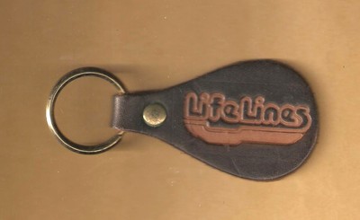 VINTAGE 1970'S LIFELINES LEATHER KEY RING ADVERTISING SALESMAN PROMOTIONAL RADIO