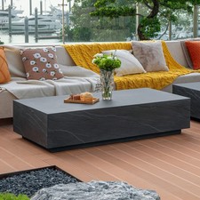 Elementi Colorado GRC Concrete Garden Rectangular Coffee Table in Slate Black