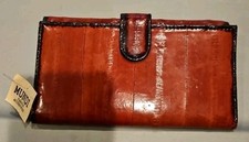 Eel Skin Vintage Checkbook Wallet , 3.5 x 7.25 Inches