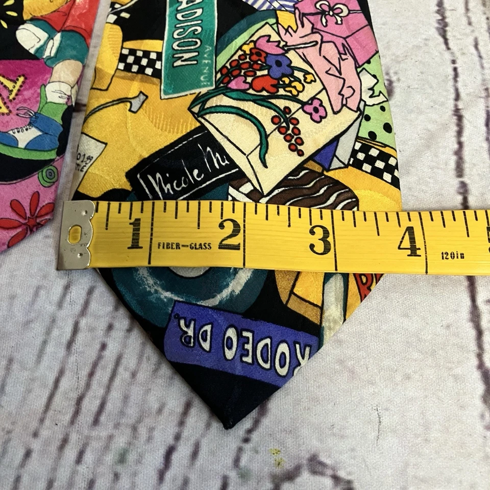 Nicole Miller Silk Ties Vintage Hand Sewn Colorful Novelty Graphic Whimsical 3 - Image 2 of 4
