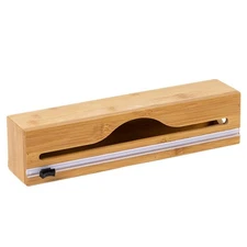 Foil Dispenser With Cutter,Wall Mounted Bamboo-Foil Cling Film Cutter