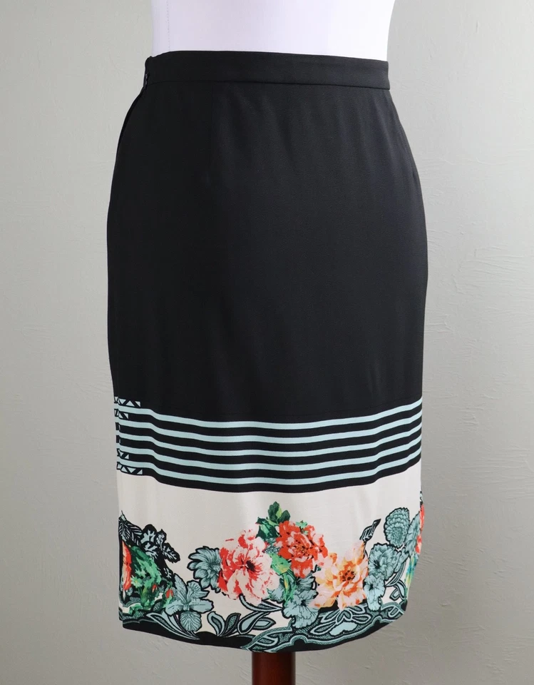 Falda lápiz envolvente sintética dobladillo borde floral rayas ETRO Italia $890 talla 48 Foto 4 de 4