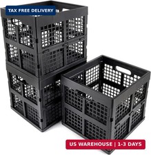 Eslite 3-Pack Collapsible Plastic Storage Crates,Foldable Crates for Storage,16L
