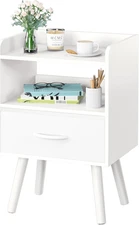 Modern Nightstand with Drawer, Bedside Tables, Mid Century Nightstands with Open