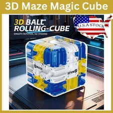 3D Maze Cube Puzzle - Large Labyrinth Ball Game with 6-Side Challenge Fidget Toy