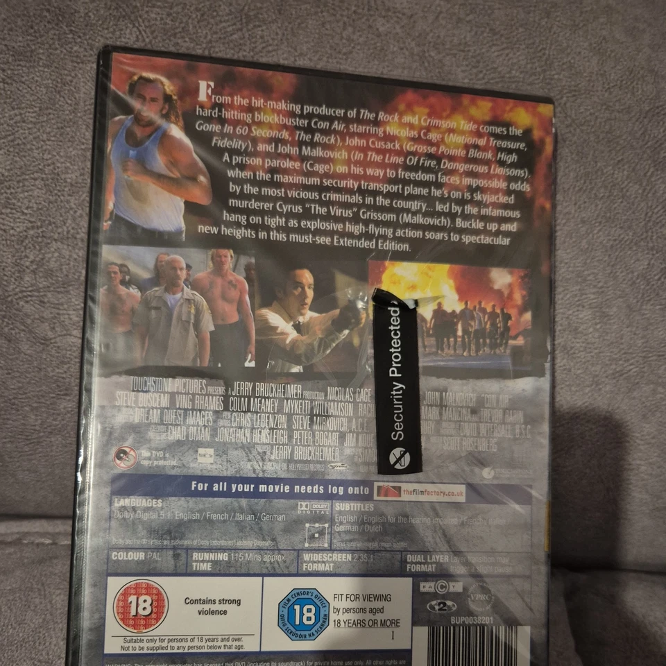 CON AIR DVD extended edition NEW SEALED Nicolas cage 18+ john cusack Region 2 - Image 3 of 4