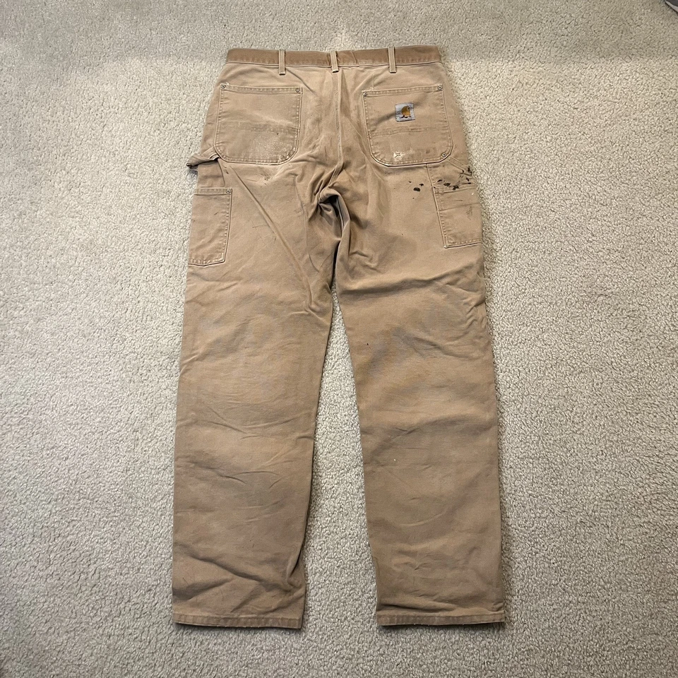 Pantalones de trabajo vintage Carhartt tostados desteñidos desgastados doble rodilla talla 36x34 Foto 4 de 4