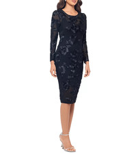 Betsy  Adam Women's Soutache Mesh Long-Sleeve Sheath Dress MSRP 279