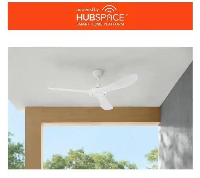 Home Decorators Tager 52 in. Smart Matte White Ceiling Fan w/ Remote by Hubspace