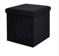 Faux Leather Folding Storage Box Ottoman Seat Stool Storage Boxes Home Footstool