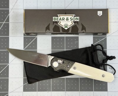 New Bear & Son Lawman White Bone Handle w/ Carbon Fiber Bolster WSB22